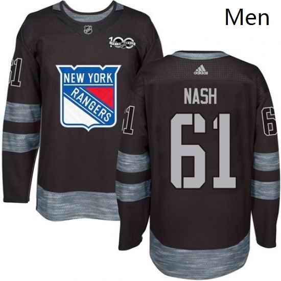 Mens Adidas New York Rangers 61 Rick Nash Authentic Black 1917 2017 100th Anniversary NHL Jersey